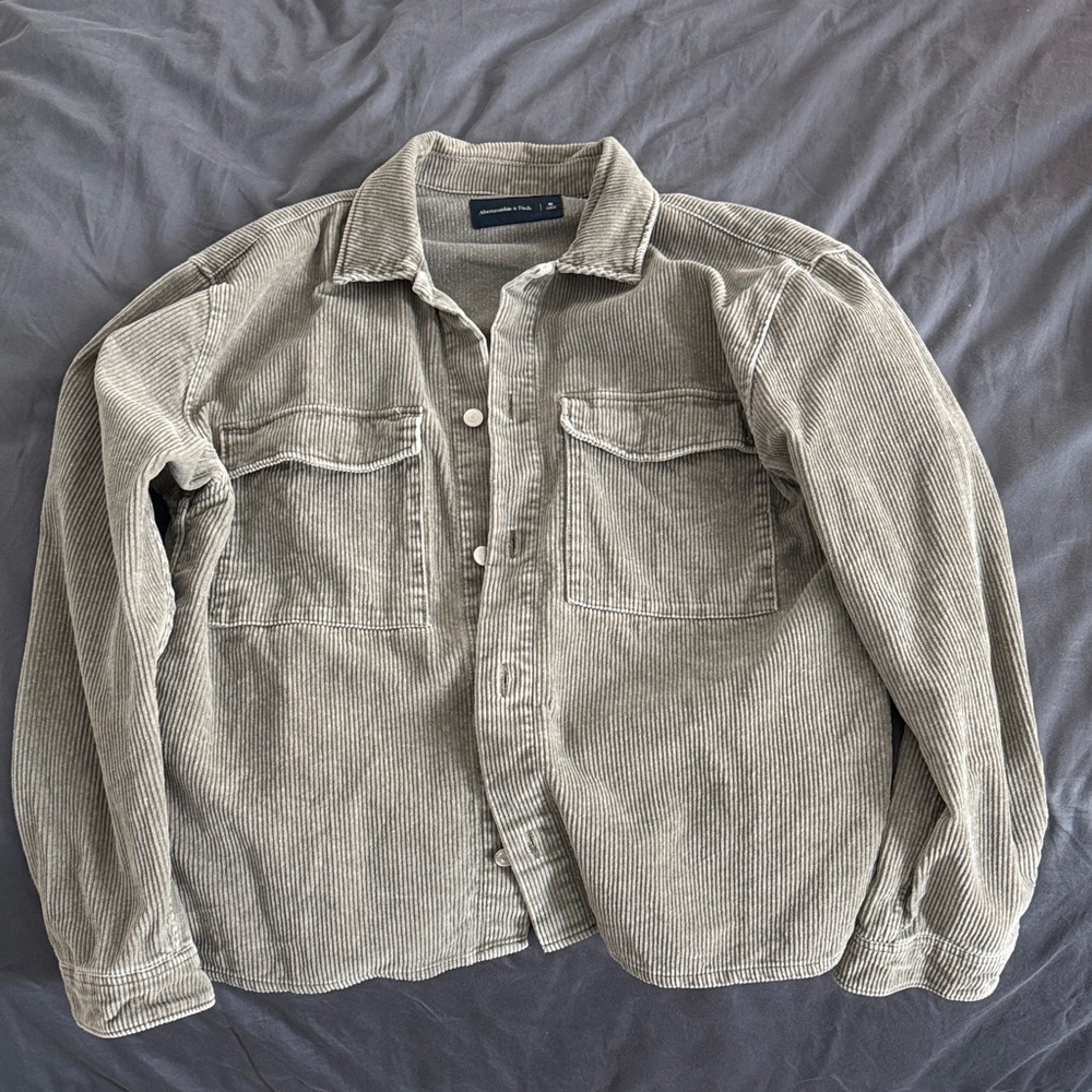 Abercrombie & Fitch Men's Corduroy Shirt Jacket in Beige